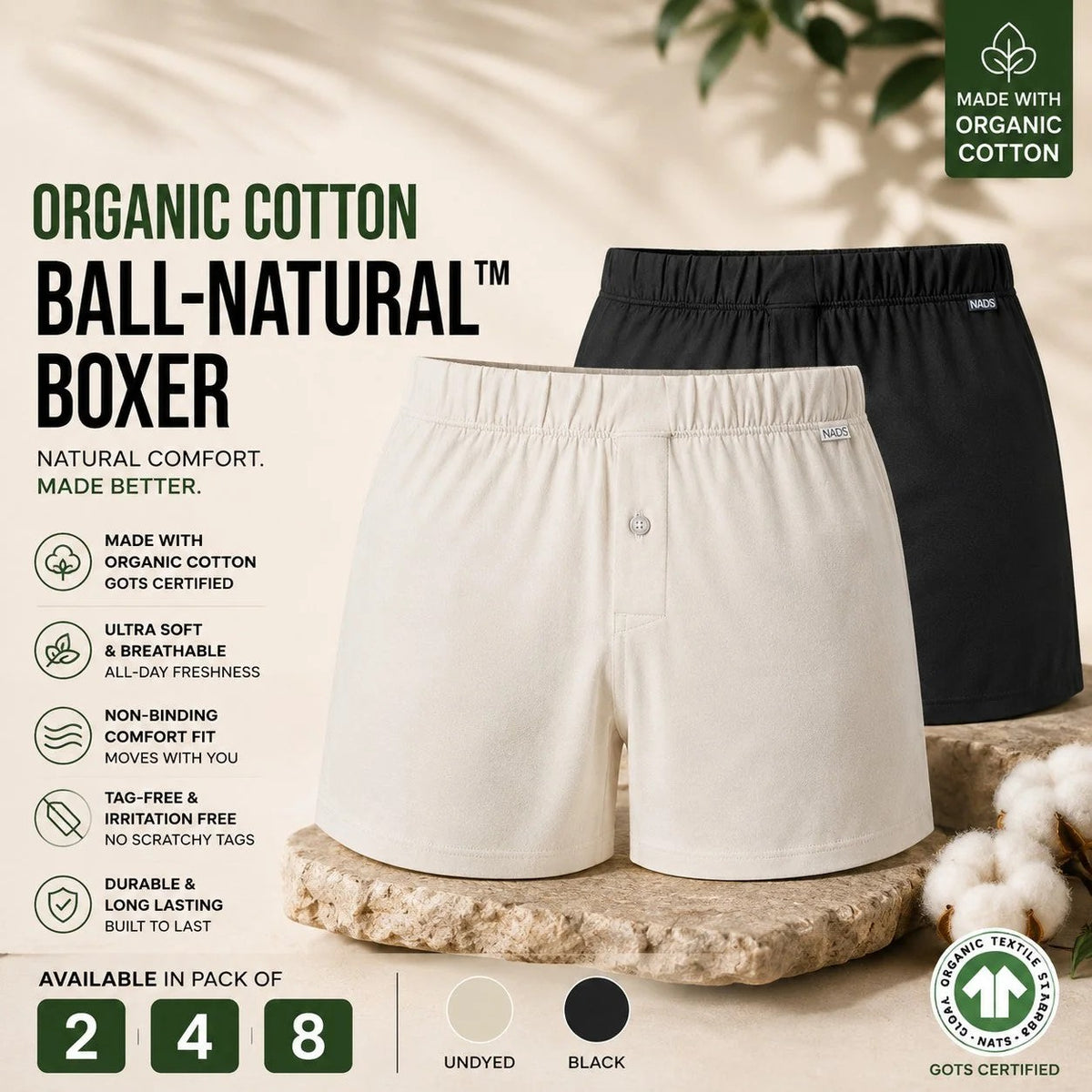 Men's Organic Cotton BALL-NATURAL™ Boxers